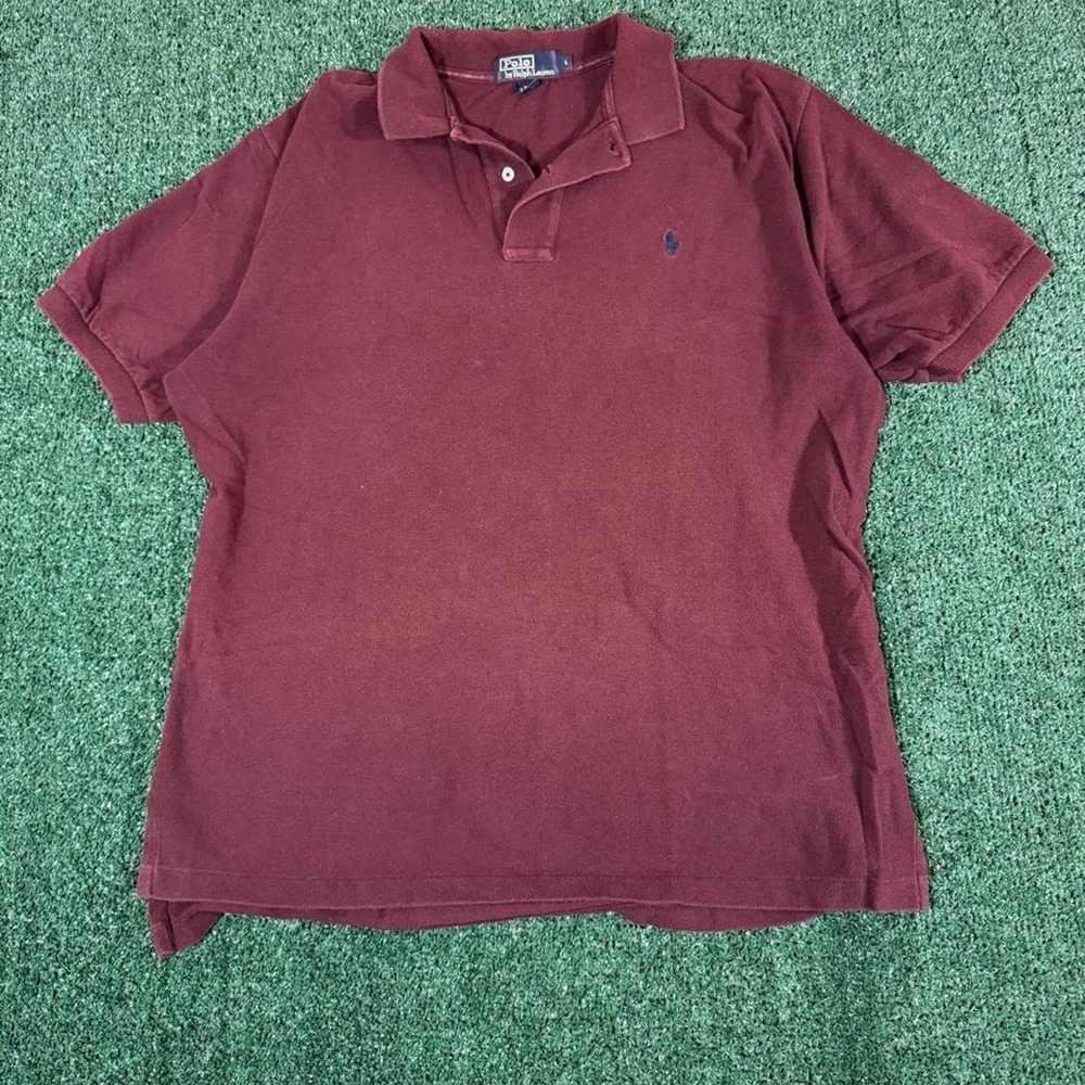 Polo Ralph Lauren Mens Burgundy Short Sleeve Pique Polo Shirt Size L 0276